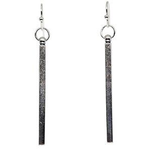 Handmade Long Silver Bar Dangle Earrings Minimalist Boho Stick Drop,